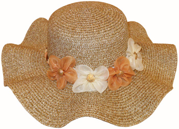HW23701 Ladies' Wavy Hat w. Flower-120/case