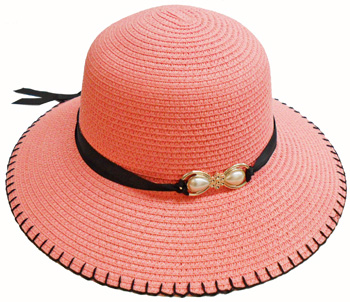 HW23721 Ladies' Hat w. Ribbon (pearl ornament-120/case