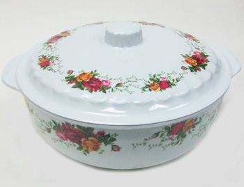 KH23059RO 8" Rose Bowl w/ Lid and Handles 48/case