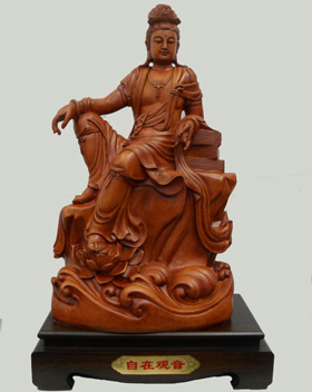 ST23576 Wood Like Kwan Yin with Stand-1/case