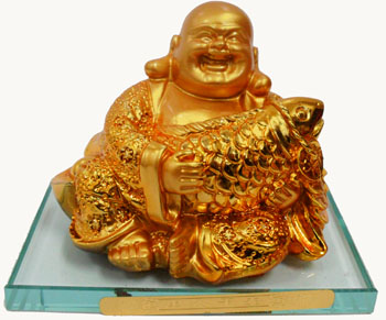 ST23594 Golden Buddha w. Fish-36/cas